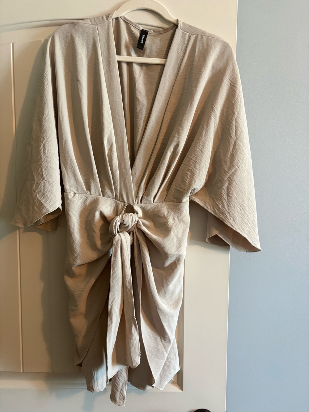 H&M Cream Tie-Front Mini Dress